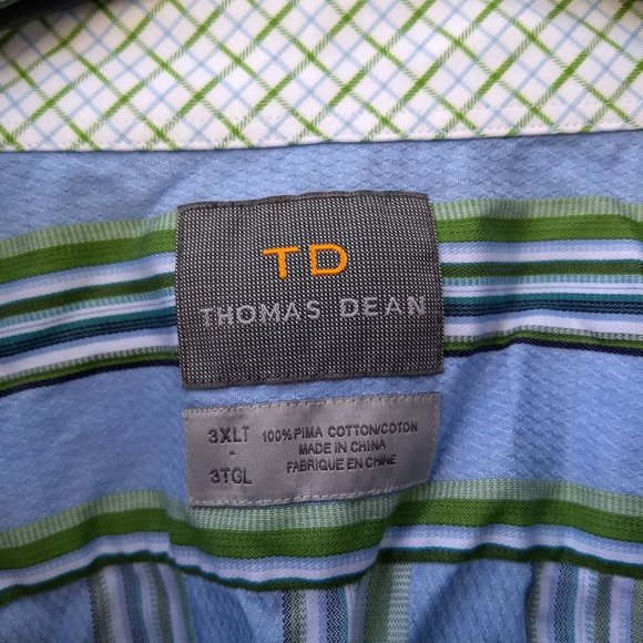 classic timeless blues green white stripe banker's dress shirt - Picture 2 of 9